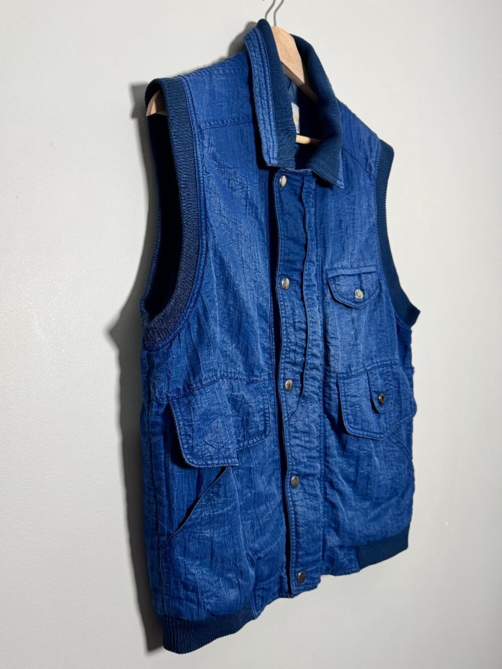 Vintage Demoiselle Famous Sports Wear Utility Full Zip Blue Vest Sz L - Picture 3 of 8